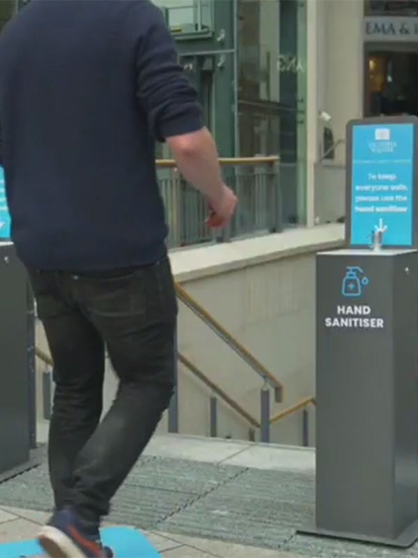 Hand Sanitiser Dispenser in action